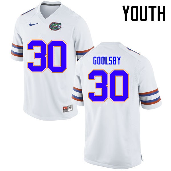 Florida Gators Youth #30 DeAndre Goolsby College Football Jerseys White